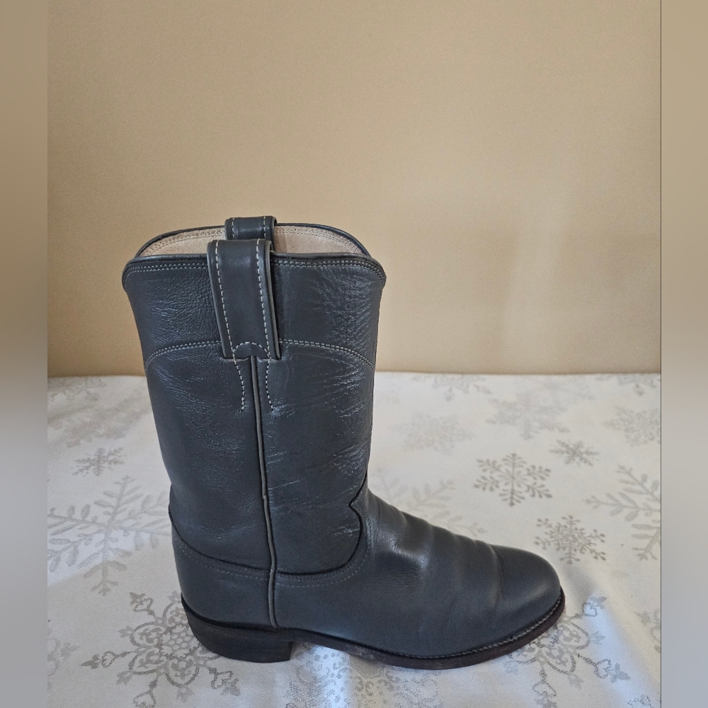 Justin Cowboy Boots Leather Cowgirl Women's Grey Western  Rodeo Stampede Sz 7C